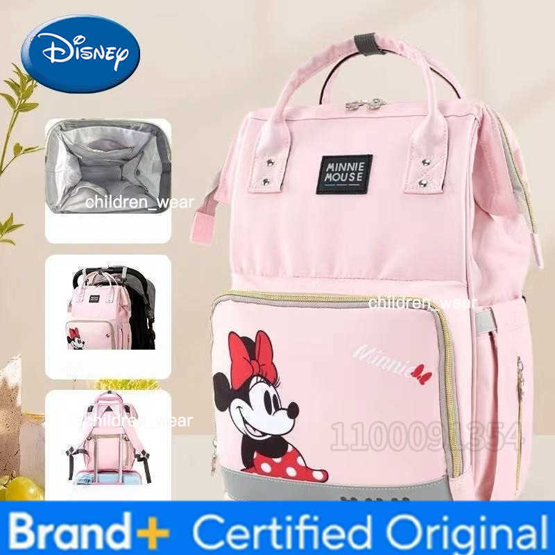 Disney Original New Diaper Bag Backpack Cartoon Cute Baby Diaper Bag Backpack Multifunctional Baby Diaper Bag Large Capacity H260305