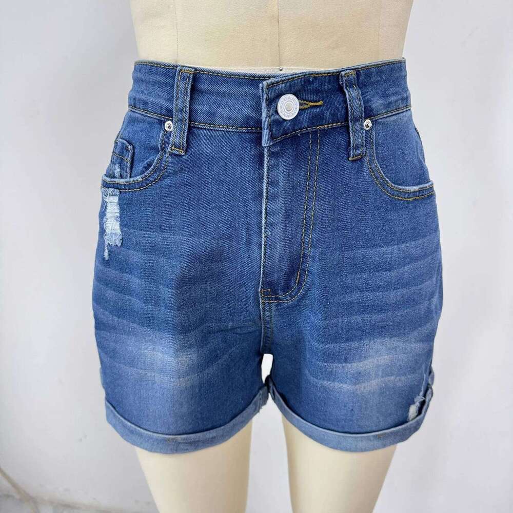 Shorts Women Streetwear Denims Straight Button Jeans Pockets Spliced Solid High Waist Lady Elegant Short Pants Skinny XJ260305