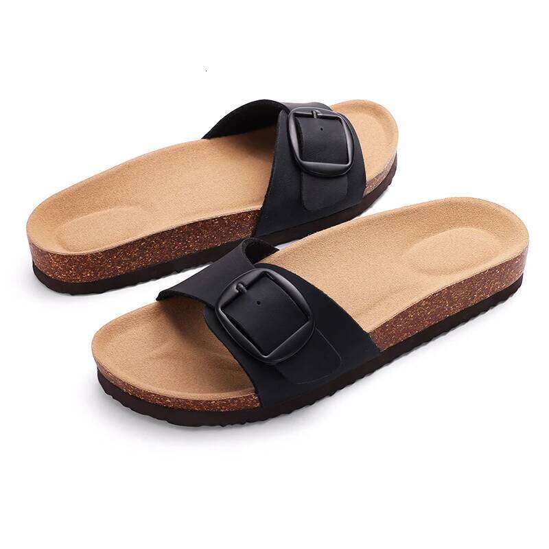 Kidmi Fashion Women Flat Design Gradient Beach Strap Adjustable Buckle Casual Cork Home Summer Sandals