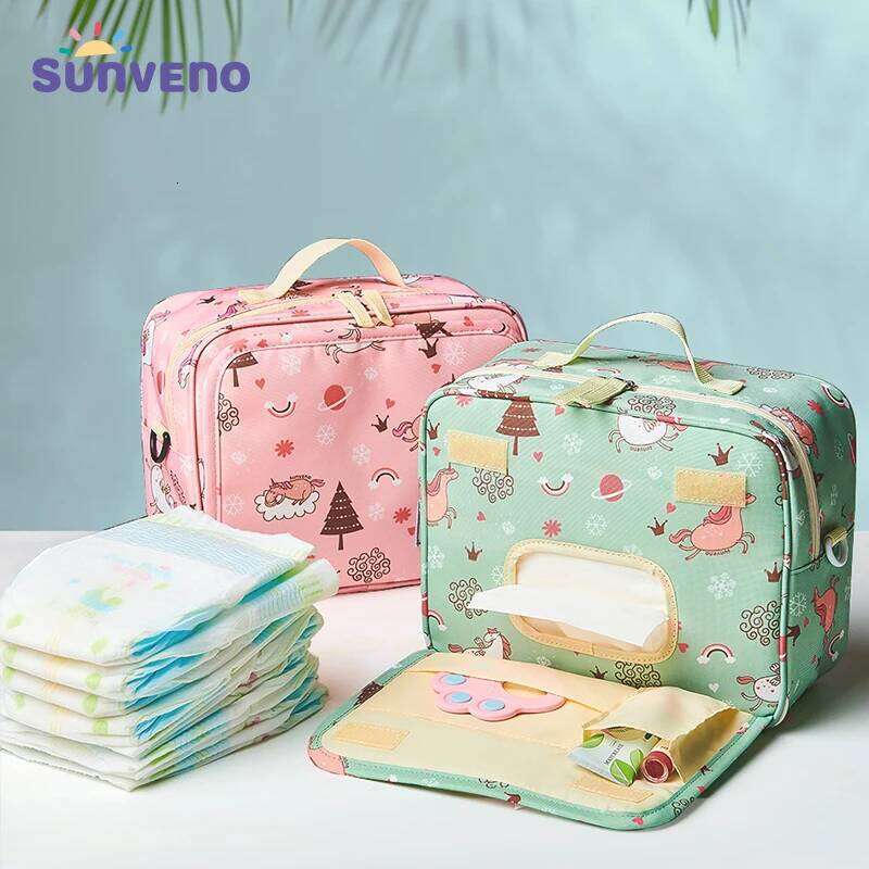 Sunveno Baby Bags Maternity Reusable Fashion Prints Wet Dry Bag for Disposable Diaper 2 Size Z260304
