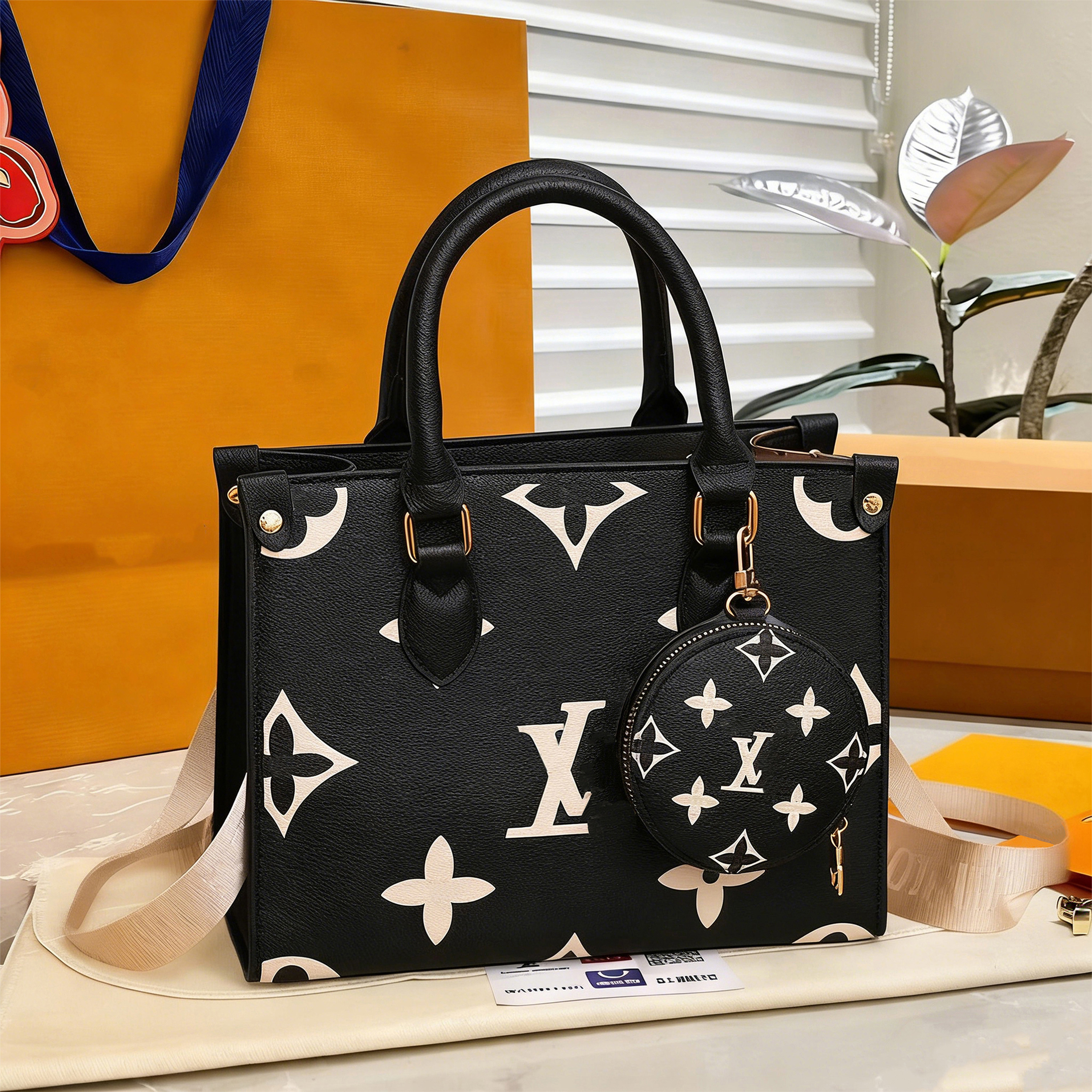 Designer Bag Luxury Bag Classic Monogram Allover Print Shoulder Bag Embossed Grained Cowhide Leather Crossbody Bag Canvas Leather Underarm Bag Summer Fashion Bag