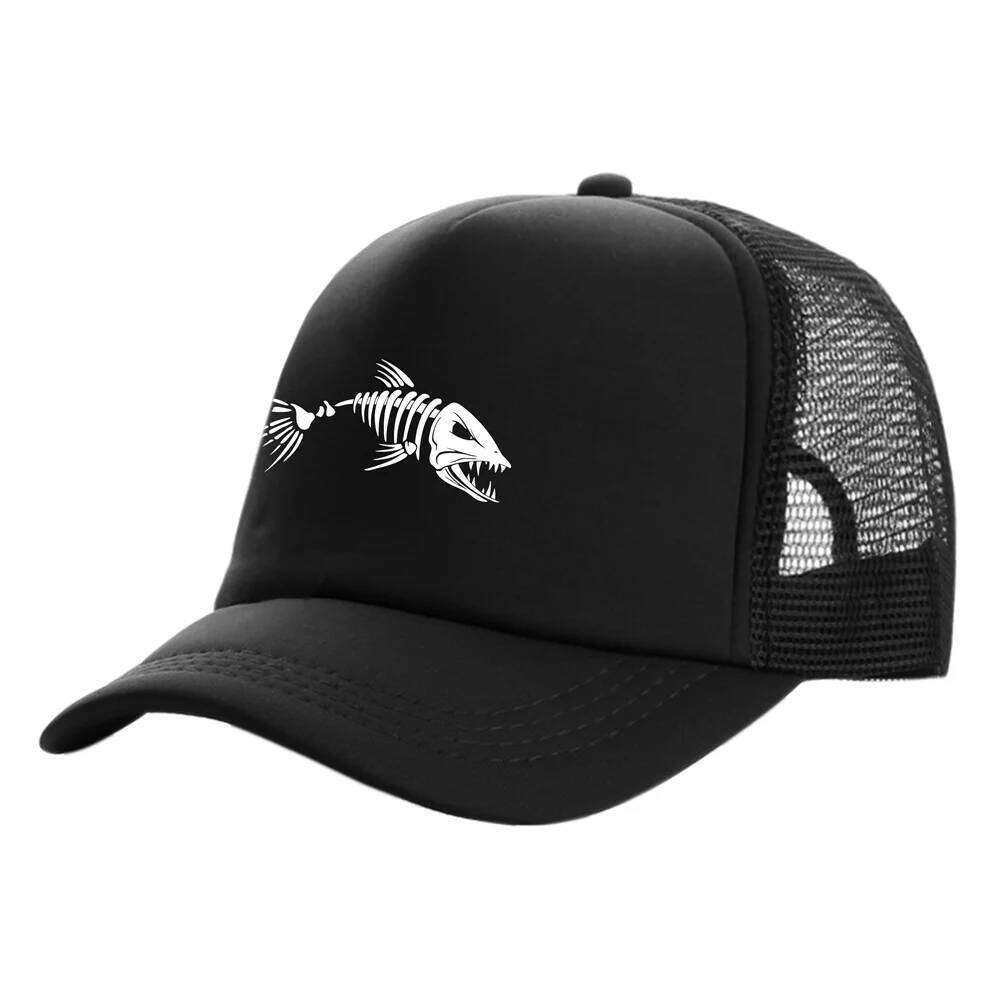 Fishbone Trucker Cap Men Fishing Skeleton Fish Bone Baseball Caps Unisex Mesh Net Hats MZ-496 Y260304