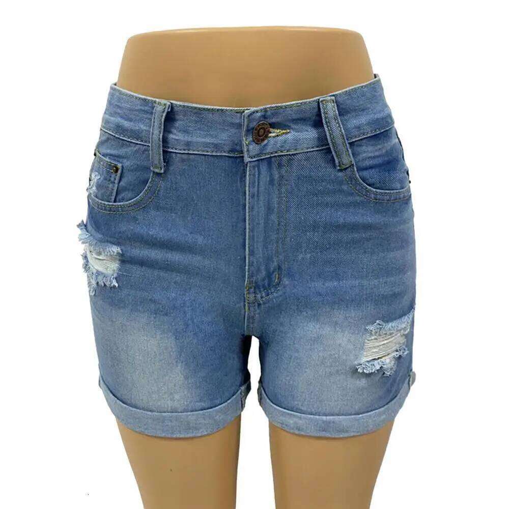 Summer Women s Cowboy Korean High Waist Casual Denim Shorts Pocket Tassel Perforated Ripped Holes Girls White Jeans XJ260305