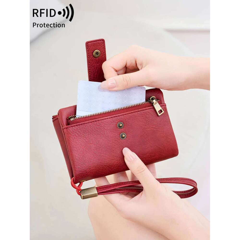 Minimalist Women's Wallet Bifold Clutch BagRFIDAnti-theft Swipe Large Capacity Credit Holder Card HolderPULeather CoinPurse C260304