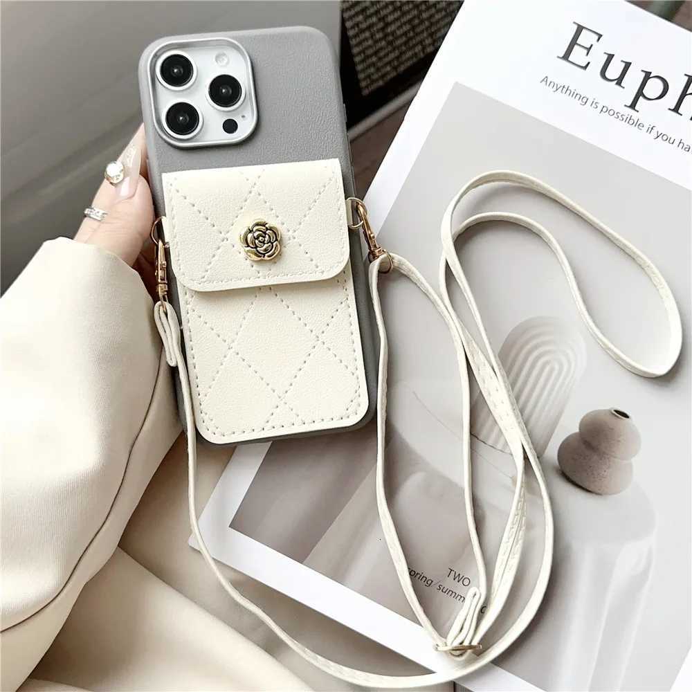 Luxury Flower Leather Wallet Phone Case For iPhone 16 15 14 13 12 11 Pro Max XS Max XR 7 8 Plus | Crossbody Lanyard Card Bag CoverT260305