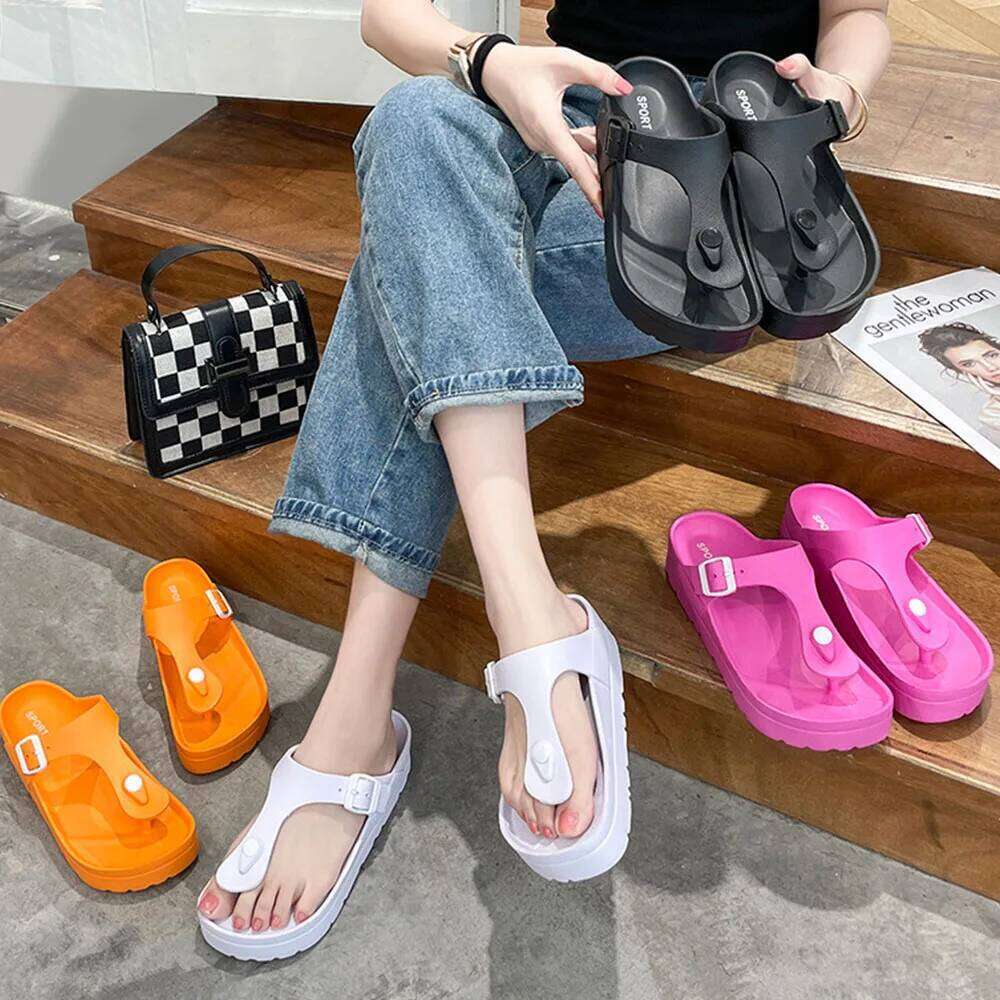 KIDMI New Women Flip-flops Outdoor EVA Waterproof Beach Thick Sole Cushioned Pool Shower Shoes Nonslip Sandals