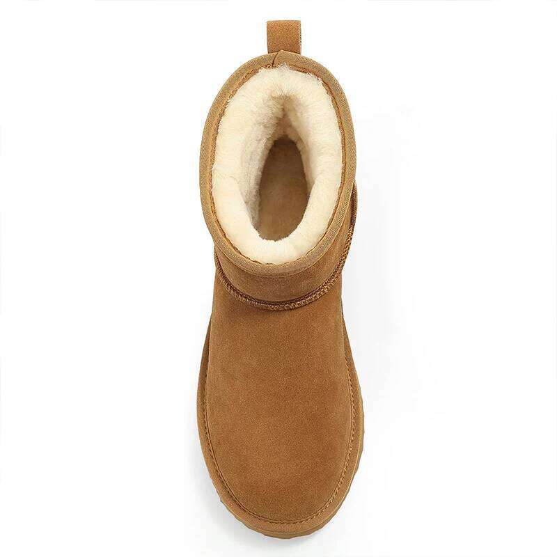 Kidmi New Genuine Suede Mini for Women Winter Warm Fuzzy Comfort with Fur Lined Outdoor Womens Snow Boots