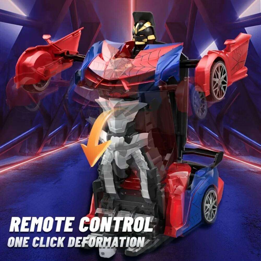 1:18 RC Transforming Car Robot Toy, LED Lights, 2.4GHz Drift Racing Vehicle, One-Button Transform, Rechargeable, 360 Rotation Z260304