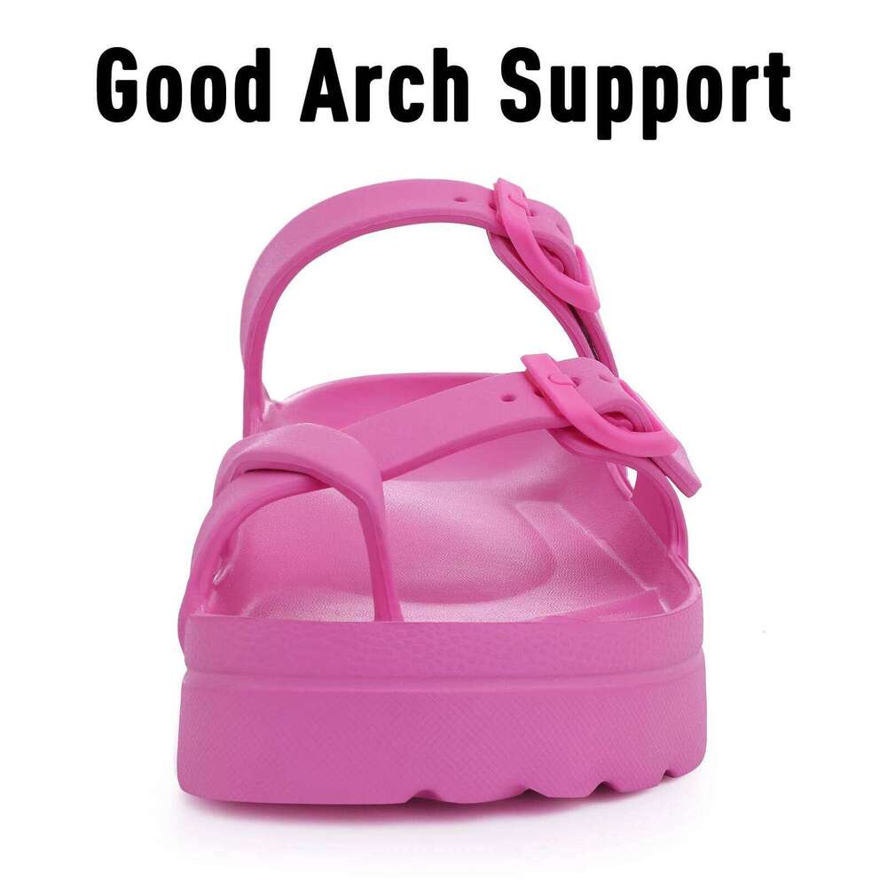 Kidmi Women's Comfort Slides Summer EVA Flat Double Buckle Adjustable Outdoor Platform Nonslip Vacation Sandals