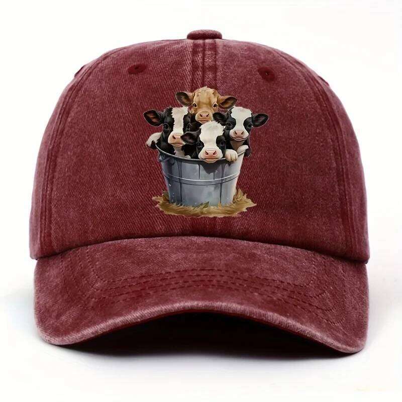 Cute cow print baseball with adjustable brim outdoor sun protection casual duckbill cap suitable for men and women Y260304