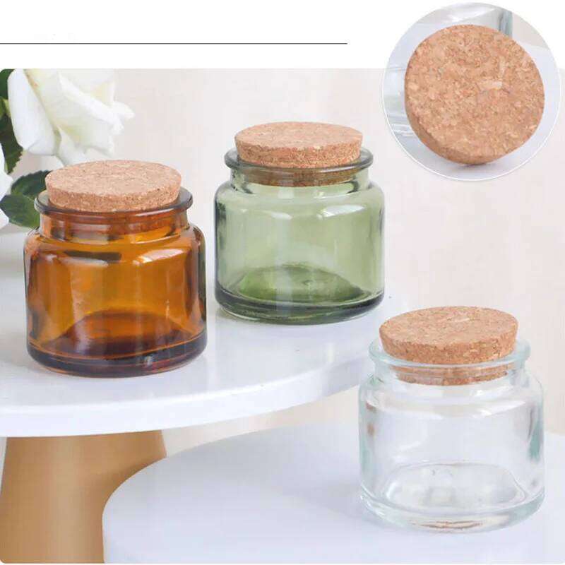 3.4oz Jars Wooden Wholesale Amber Clear Empty DIY Candle Container Glass Pot with Lid W260304 W260305