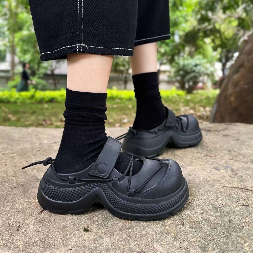 Street Platform Slippers For Woman Summer Shoes DIY Lace-up Style Fashion Clogs Soft EVA Anti-slip Female Leisure Sandals