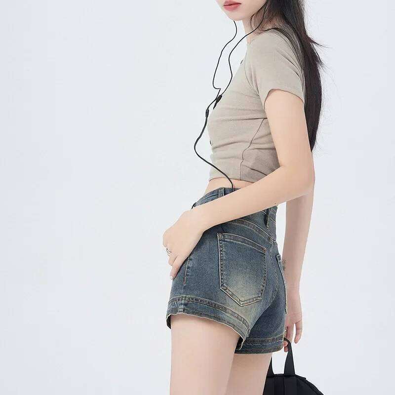 American Retro Washed High-waist Shorts. New Summer Fashion and Sexy Hot Girl Slim-fitting Stretch Denim Shorts for Women XJ260305