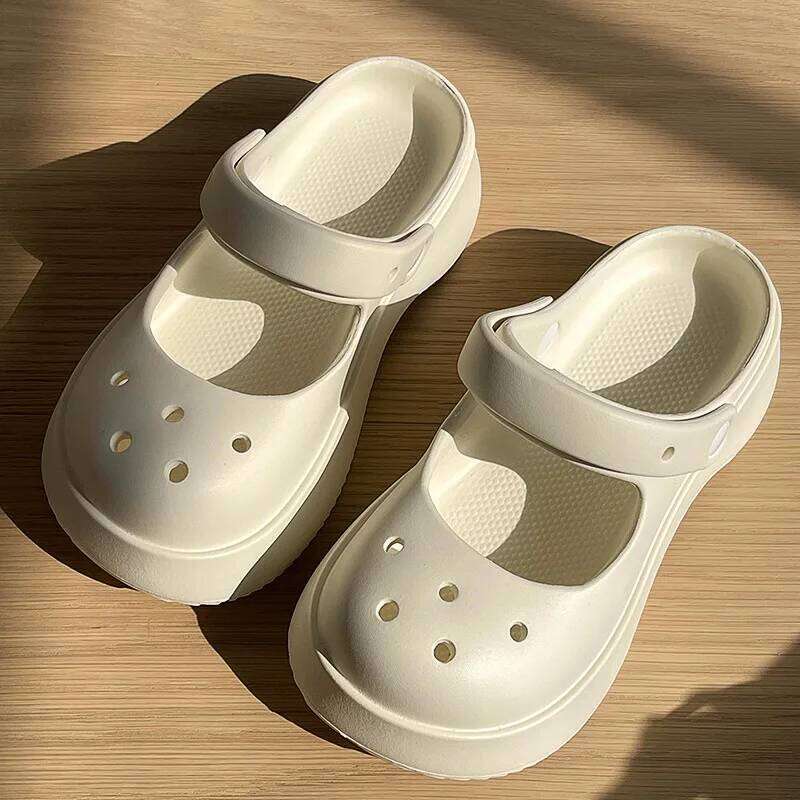 Fashion Mary Jane Garden Shoes Woman Platform Slippers Cute DIY Thick Sole Girls Summer Indoor Beach Slides Ladies Footwear