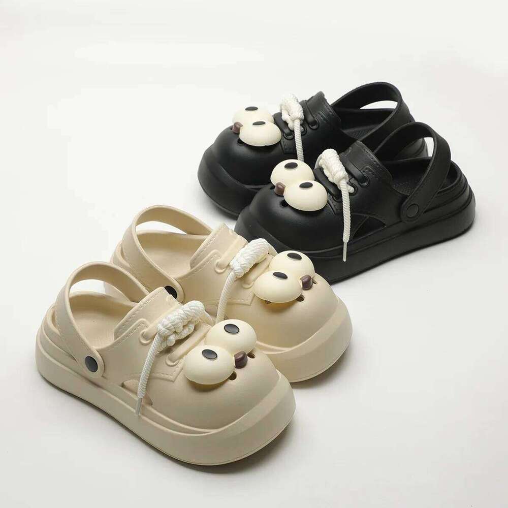 Cute DIY Big Eyes Fashion Clogs For Women Summer Platform Shoes Close Toe Female Home Street Slippers Girls Daily Walking Sandal