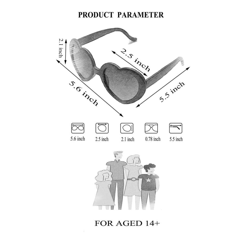 Lovatfirs 8 Pack Heart Sunglasses for Party Travel Women Men A total of 16 colors are available Z260305