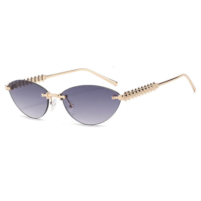 2026 New Designer Luxury Brand Nail Triangle Cat Eye Sunglasses Frameless Cutting Edge European And American Fashion High-end Sunglasses Sunshade Sung