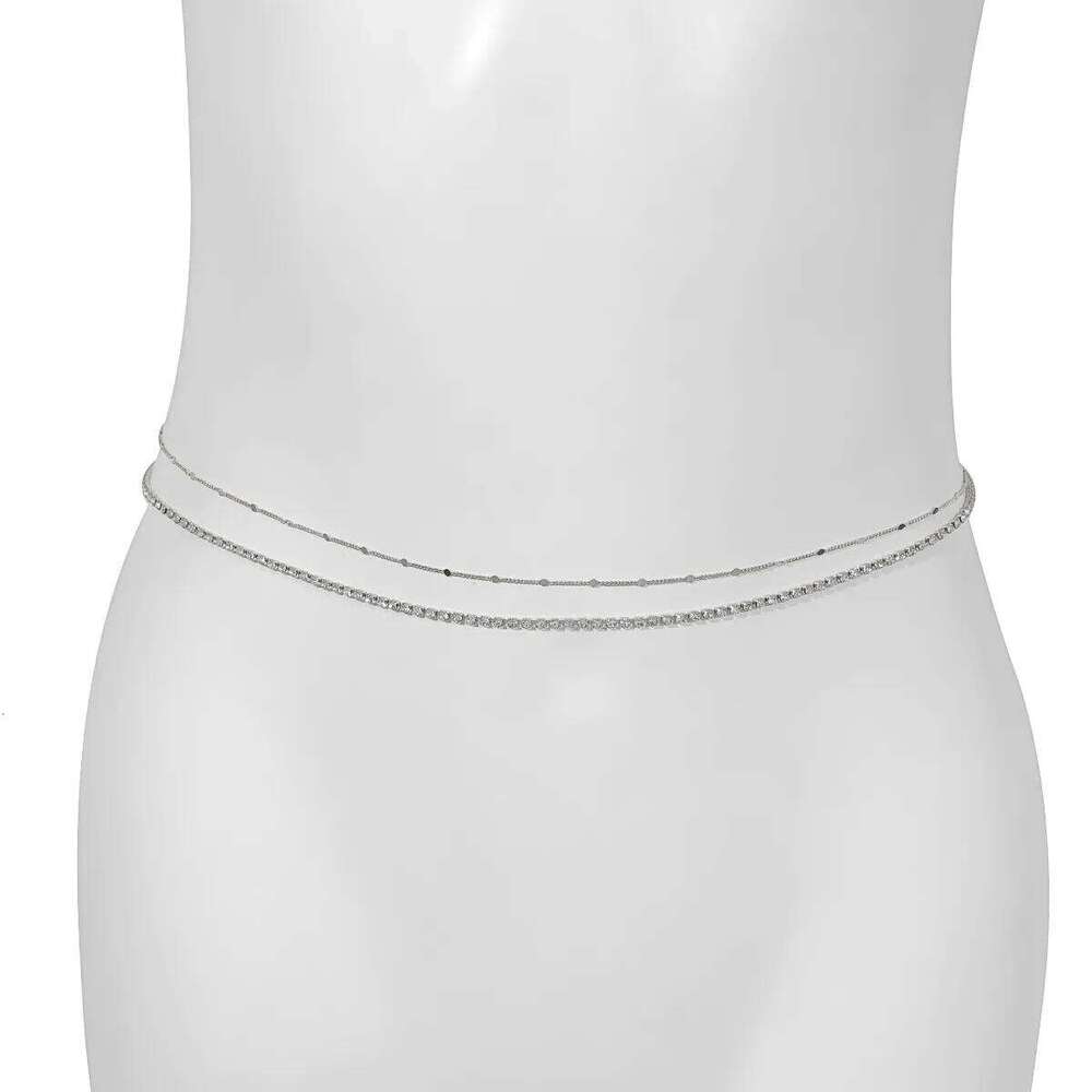Simple Luxury Sparkling Rhinestone Waist 2025 Retro Multi Layer Gold Color Metal Body Chain Girls Fashion Jewelry S260304