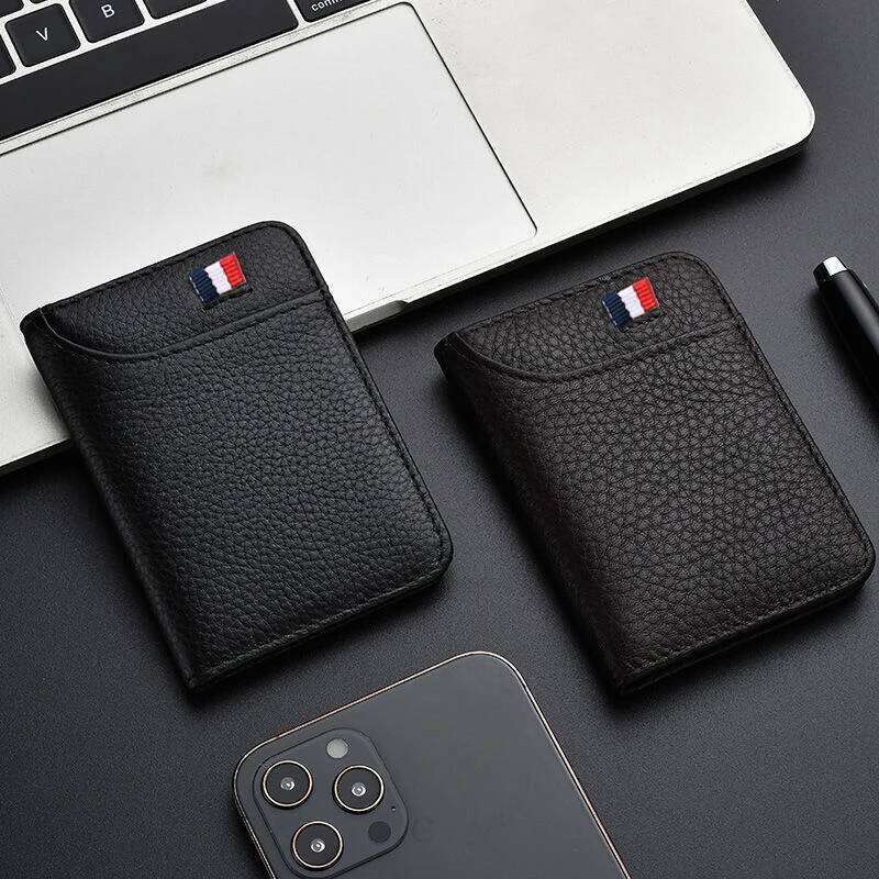 Men's Ultra-Slim Synthetic Leather Card Holder - Multi-Function Mini Short Wallet for License & Cards Large Capacity Yet Compact C260304