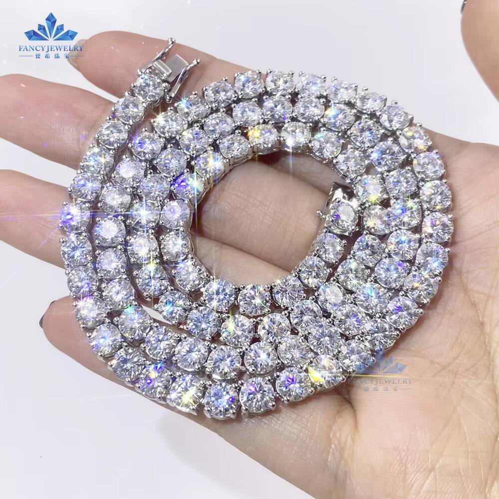 Wholesale D Color VVS Diamond Moissanite Tennis Necklace 3mm 4mm 5mm Chains 925 Sterling Silver Bracelet Gold Gifts Weddings