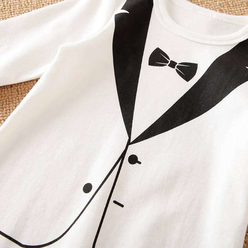 Spring Autumn Boys And Girls Gentleman Style Handsome Cotton Comfortable Long Sleeve Baby Bodysuit Z260304
