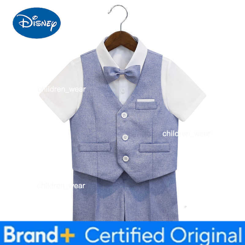 Disney JUCPKID Kids Boys Summer Vest Shorts Suit Formal Candy Color Children Boy Wedding Suit 1-10Y Kids Boys Short Sleeve Elegant Suit H260305