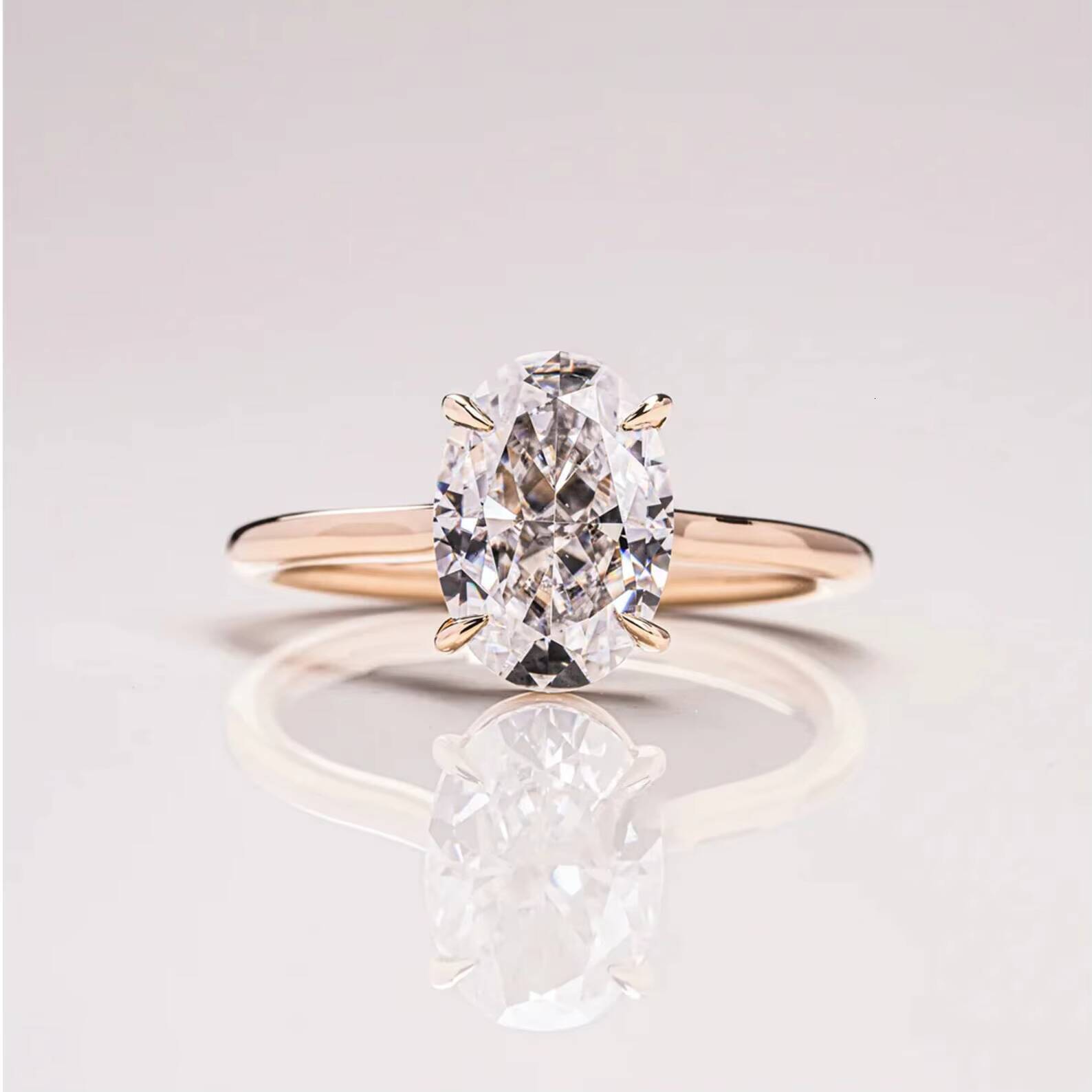 Natural Oval Cut Diamond Engagement Wedding Ring 14k Solid Yellow Gold Prong Set Pure Diamond Solitaire Ring Fine Jewelry
