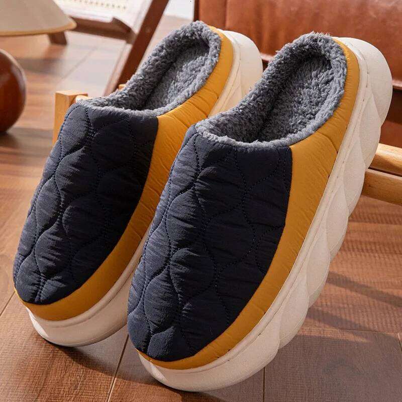 Kidmi Winter Furry For Men EVA Foam Casual Sole House Platform Slides Plush Lining Cozy Warm Men's Slippers