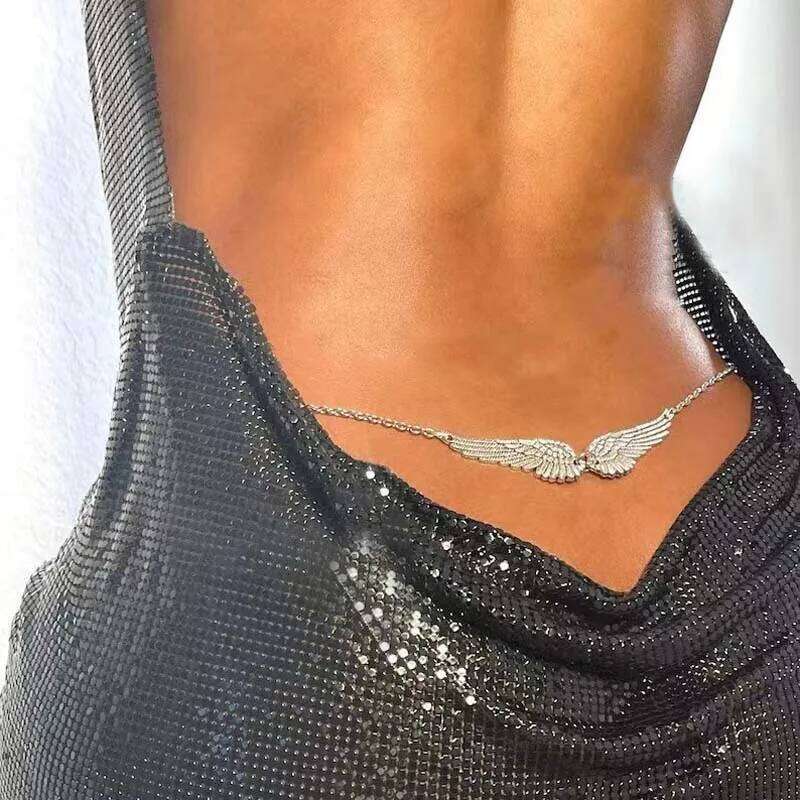 Sexy Metal Wings Chains for Women New Trendy Gold Color Double Layer Beaded Body Waist Chain Beach Party Jewelry Gifts S260304