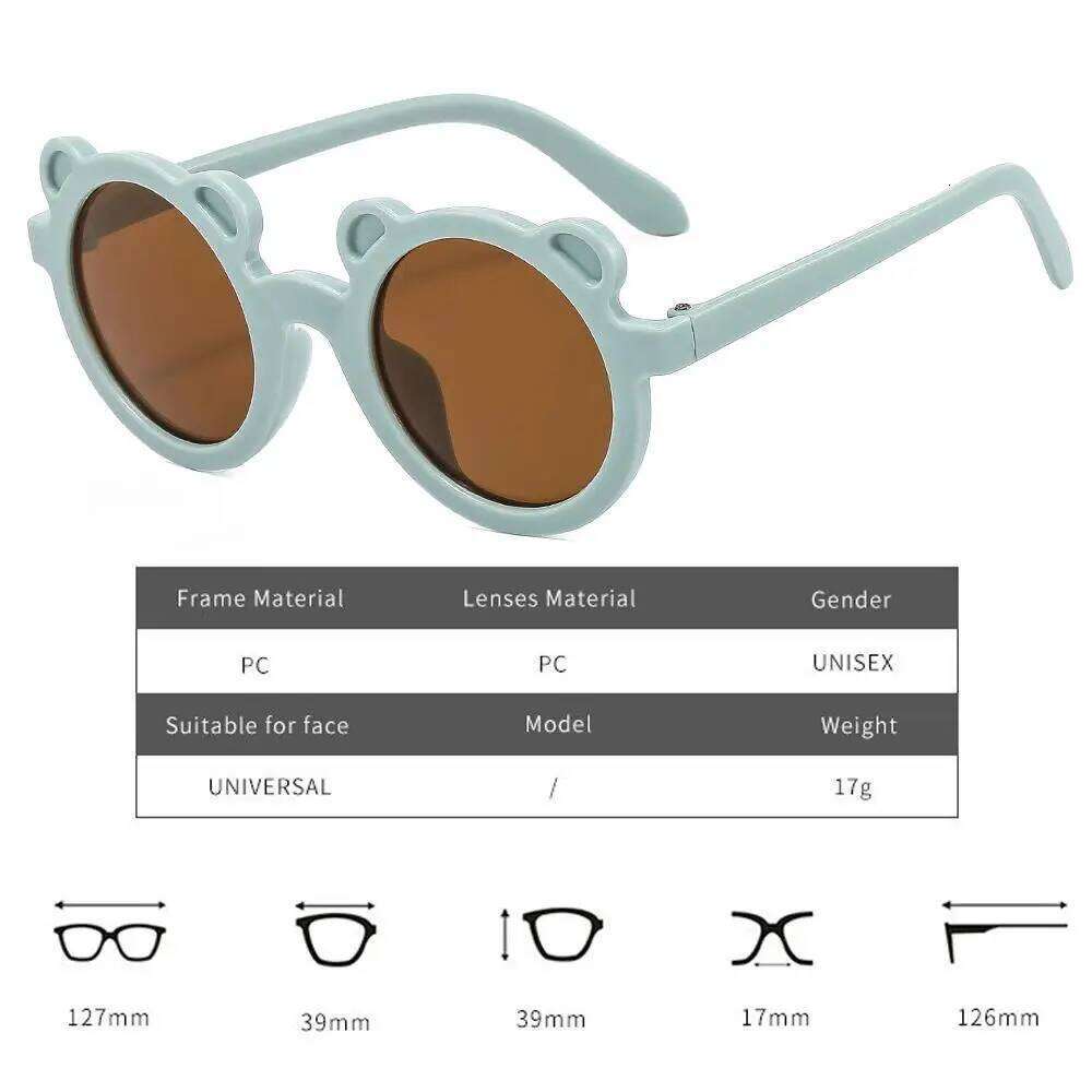 Kids Girls Boys Sun Glasses Cute Bear Ears Colorful Frame Sunglasses UV400 Protection Children Korean Decorative Mirror Z260305