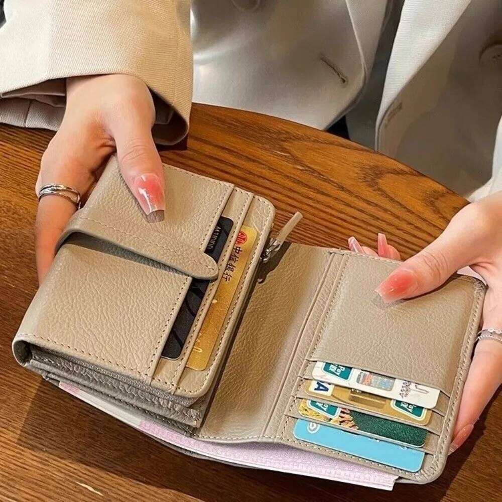 PU Leather Women's Purse Solid Color Large Capacity Short Wallet Folding Pull-out Design Card Holder for Women C260304
