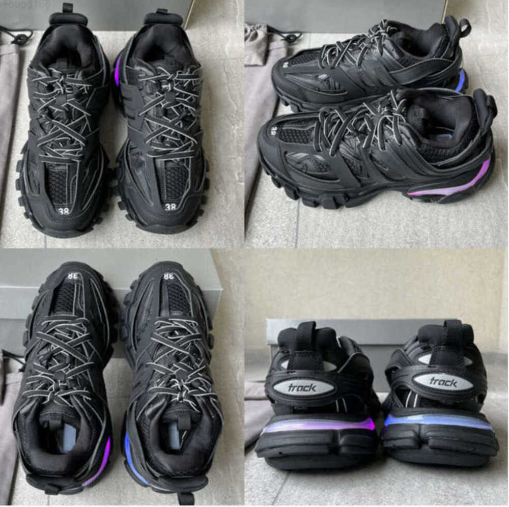 Womens Mens designer Casual Shoe Track LED Sneaker Light Grey Blue Gomma leather black pink Trainer Nylon Printed Platform for Men 3 30 Trainers Shoes Paqx