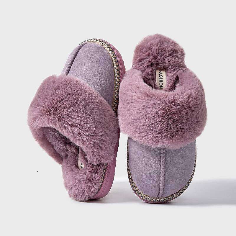 Kidmi Winter Cotton Soft Comfort Fuzzy Bedroom Slides Faux Fur Warm Plush Shoes Fluffy House Slippers Women