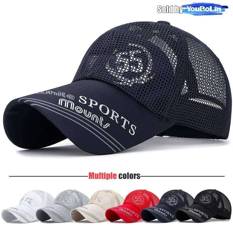 Summer Extended Brim Back Mesh Adjustable Baseball Cap Sun Hat Trucker Caps Dad Hats Y260304