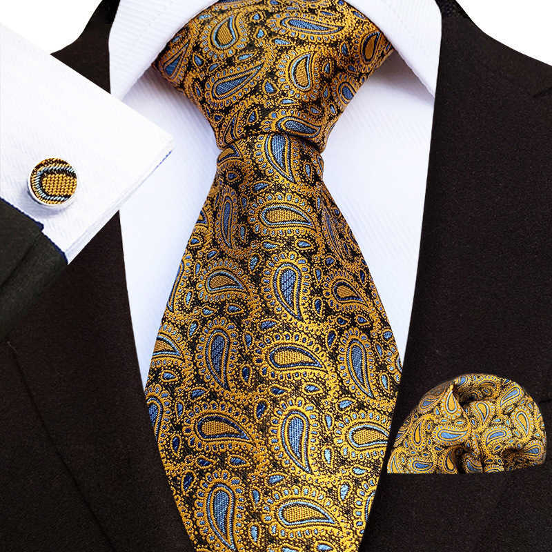 2025 floral checkered paisley artistic style men's tie pocket handkerchief cuff set H250820