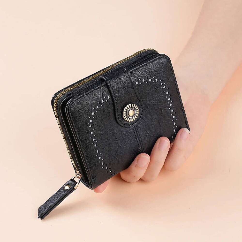 Fashion Wallets Retro Hollow-Out Short Purse for Women Multi-Card Zipper Wallet Europe and America Coin Purses Cards Holder Bags C260304