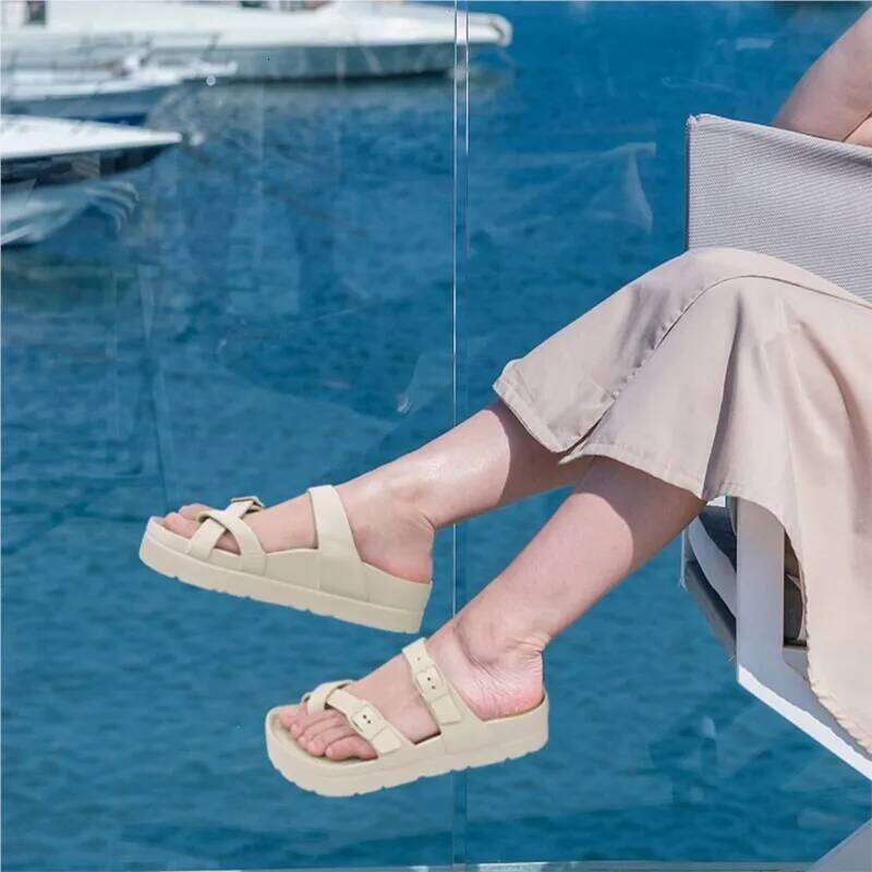 Kidmi Women's Slippers Platform with Arch Support Adjustable Buckle Comfortable Lady Slides Summer Beach Sandals