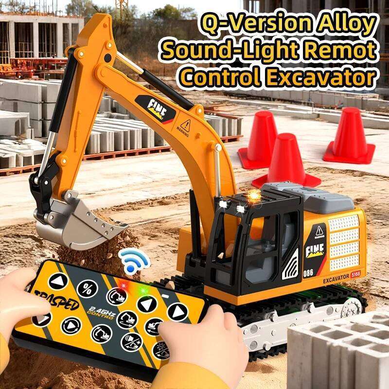 ZWN 2.4G RC Model Car Remote Control Excavator Dump Truck Forklift Alloy Plastic Simulation Construction Vehicle Toy For Kid Z260304