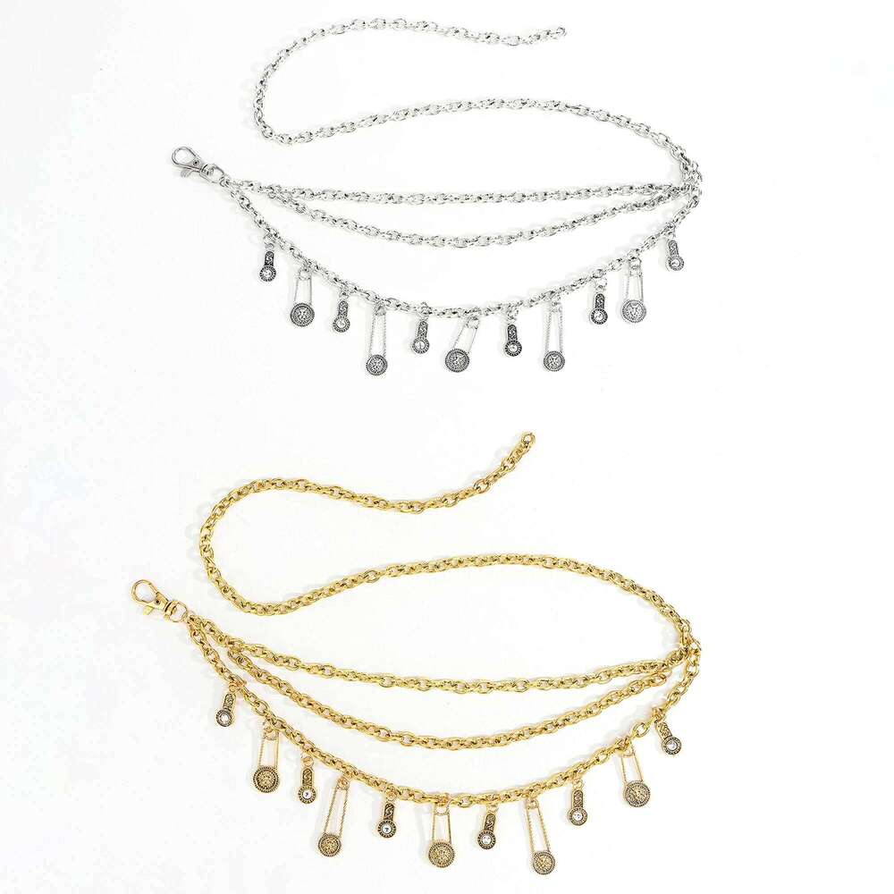 New metallic waist accessories Summer decor Sexy body chain with dress denim belt women's one outfit S260304