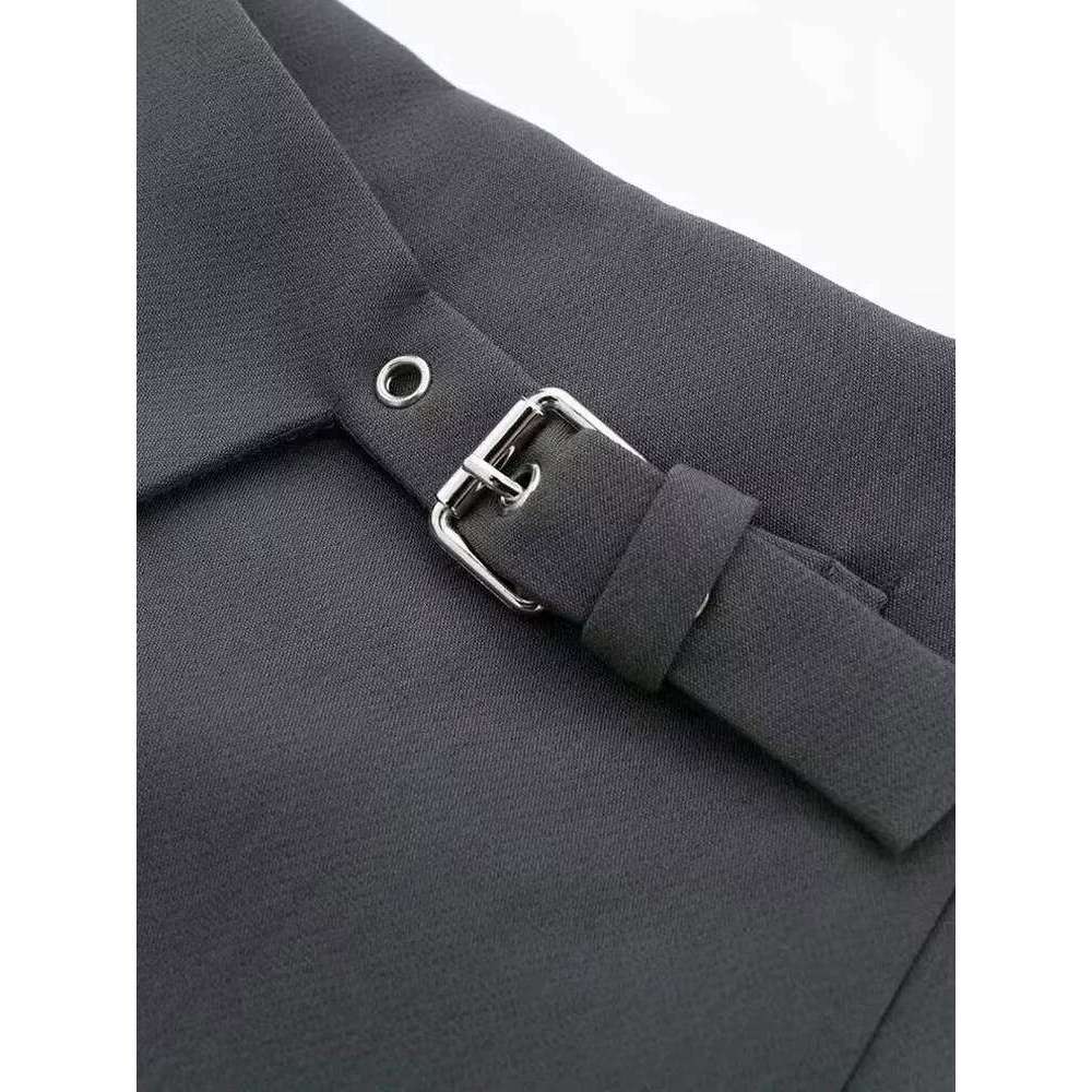 Asymmetric Shorts Skirts with Tab for Women, High Waist, Side Zipper, Female Skort, Fashion XJ260305