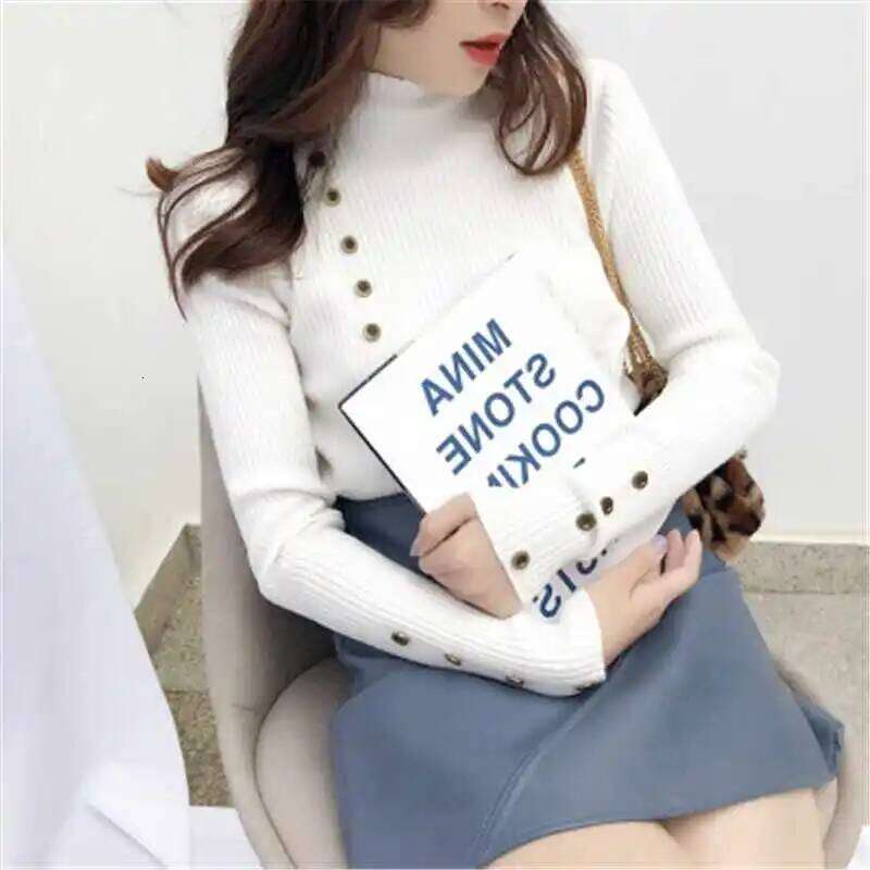 Long Sleeve Black Knitted Pullovers Fashion Mock Neck Knit Sweater Pullover Tops Women Clothing 2025 Q1662 XJ260305