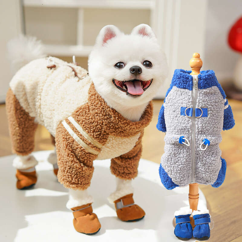 Famous brand Trendy Brand Clothes for Cats Autumn and Winter Thickened Four Legged Jacket Double Sided Fleece Zipper Pet Dog Hairless Cat Supplies pup