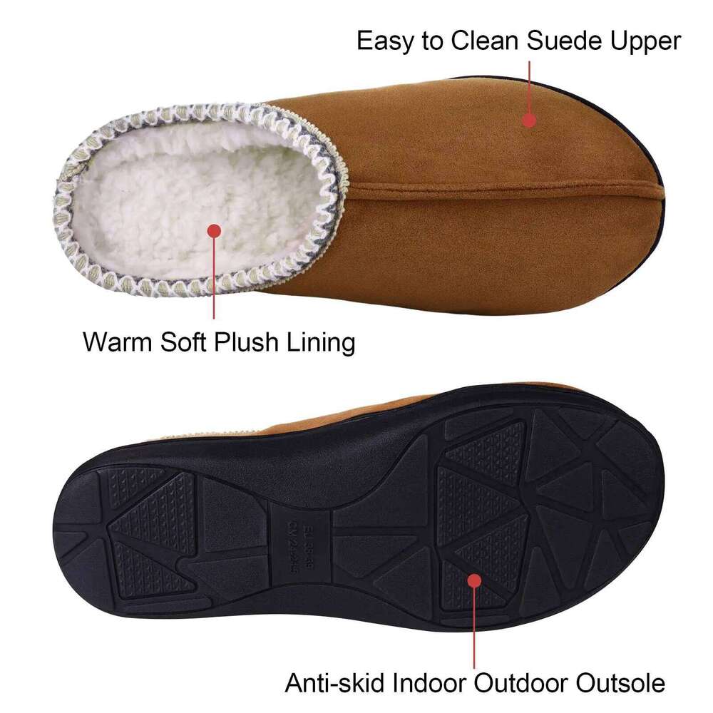 Kidmi Fashion Plush For Women Men Winter Indoor Warm Fluffy Fur Home Slippers Suede Upper Non-slip Leisure Shoes