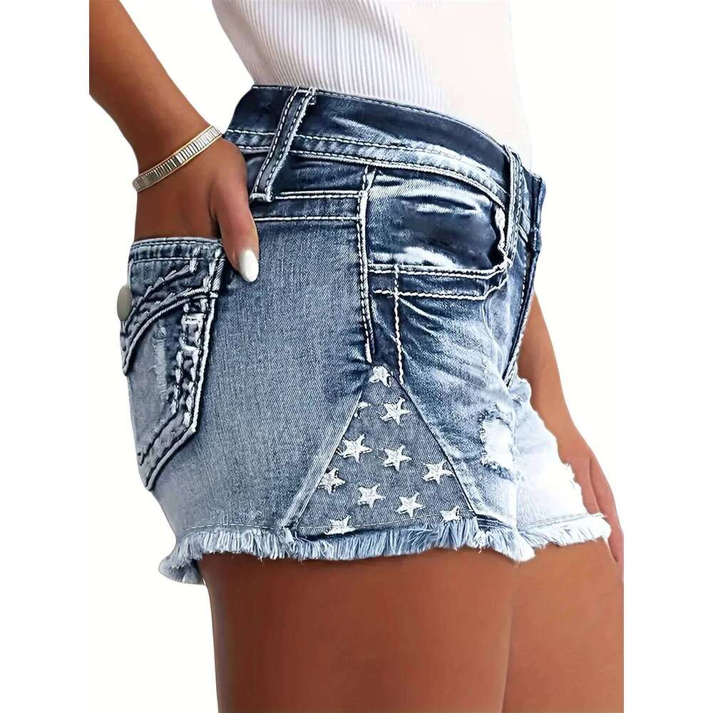 Ripped Women High Rise Plus Size Distressed Jeans Wide Leg Cowboy Y2K Vintage Soft Denim Shorts XJ260305