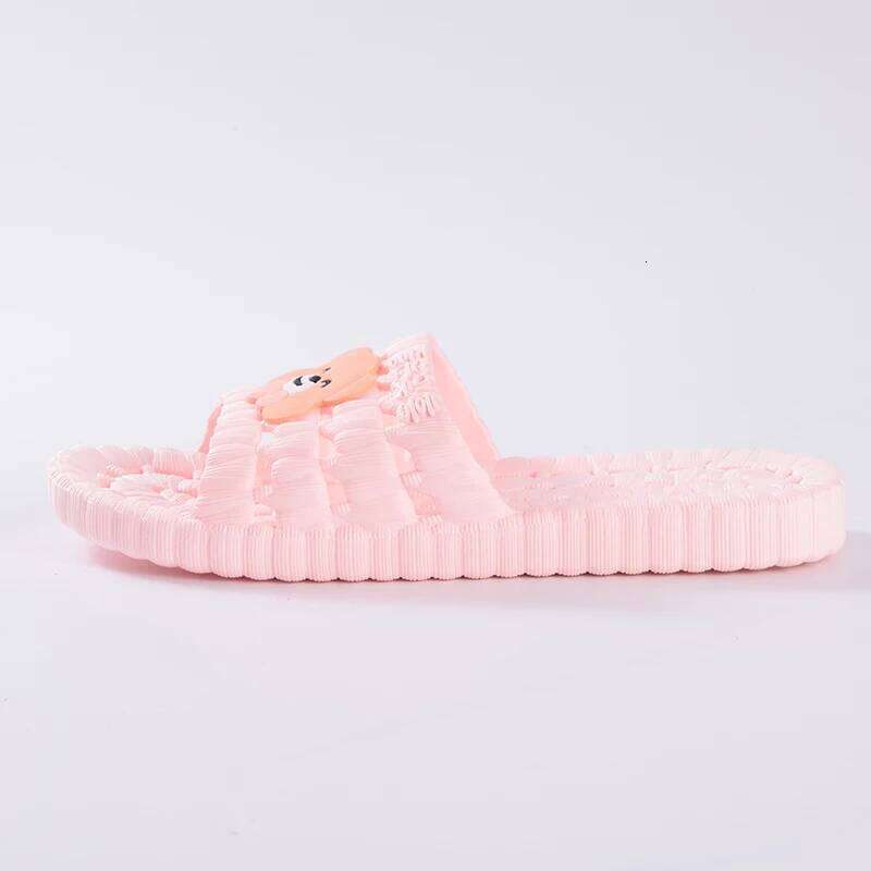 Kidmi Cartoon Bear Bathroom Leakage Summer Non-slip Massage Flat Unisex Injection-molded Shoes Casual Slippers