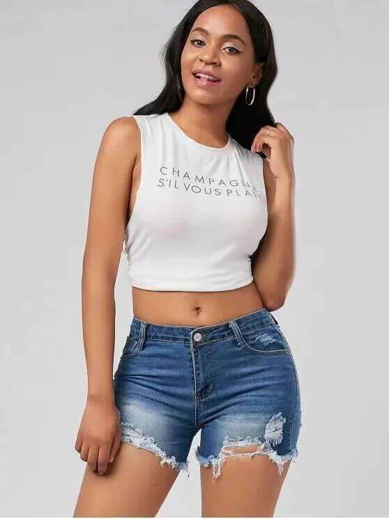 Summer Washed Ripped Denim Shorts. New Fashionable, Slimming and Elegant High-waisted Short Jeans for Women, Hot Girl Costume XJ260305