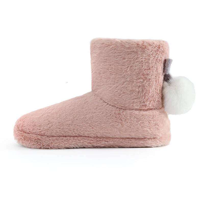 Kidmi Winter Fuzzy Fashion Hairball Indoor Cute Warm Fluffy Snow Boots Antiskid Women Shoes