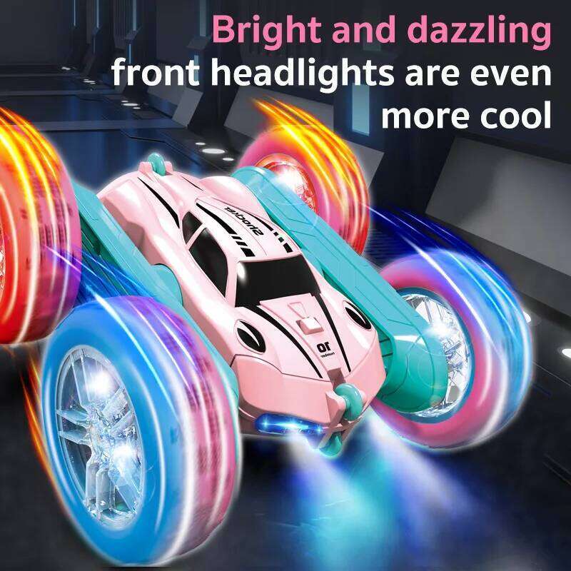 4WD RC Cars with Light 2.4GHz Remote Control Double Sided Flip 360 Rotating Electric Race Stunt Toy Car for Boys Girls Gifts Z260304