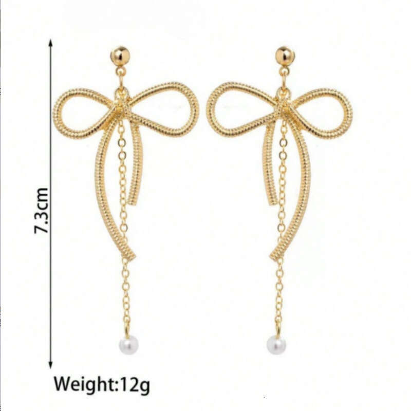 European And American Light Luxury Alloy Bowknot For Women High-end Feel Earrings