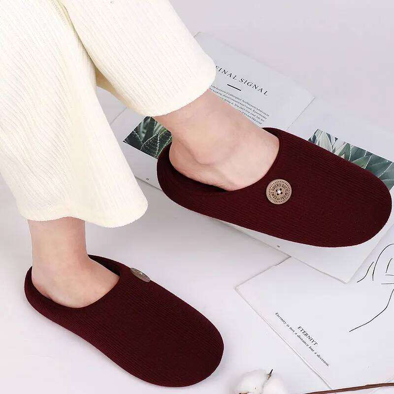 Classic Indoor Fashion House Outdoor Antiskid Soft Men Flat Slippers Winter Bedroom Shoes